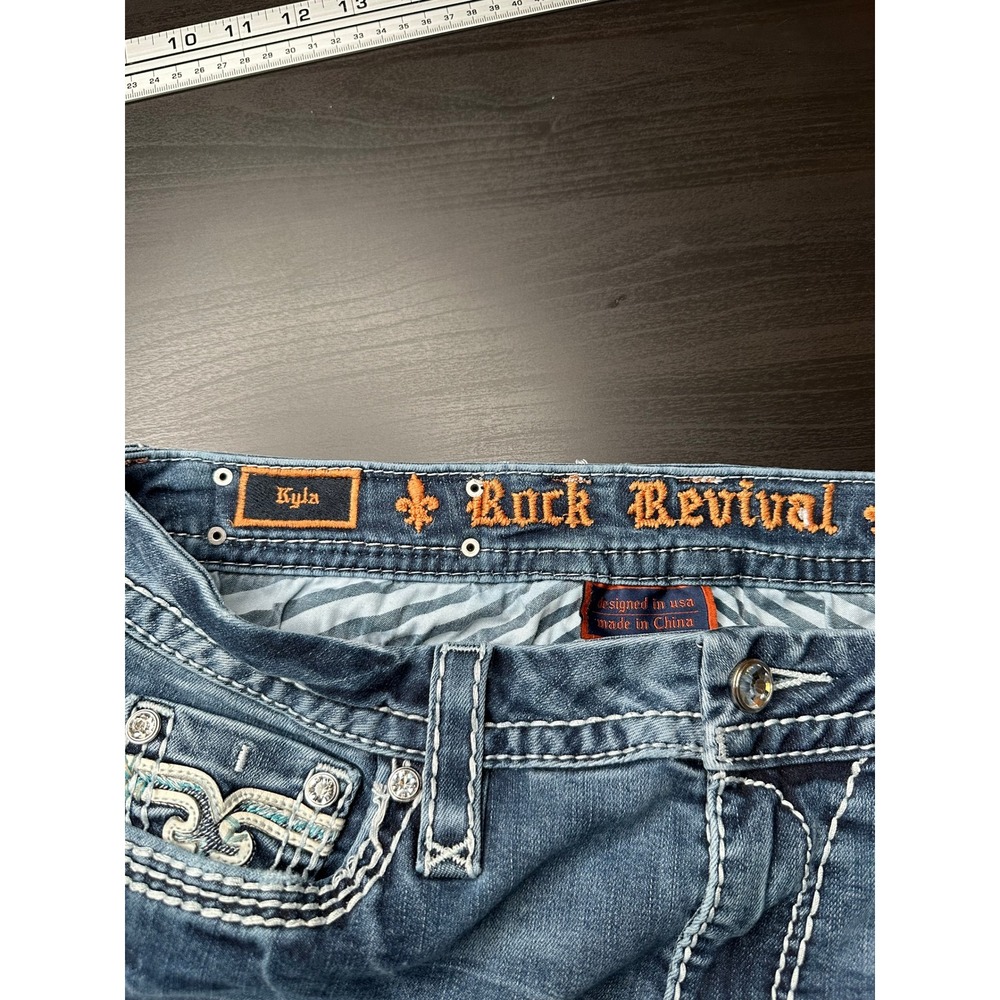 Rock Revival Ankle Skinny Jeans Womens 30 / 32 Blue Kyla Midrise Thick Stitching - Picture 5 of 8